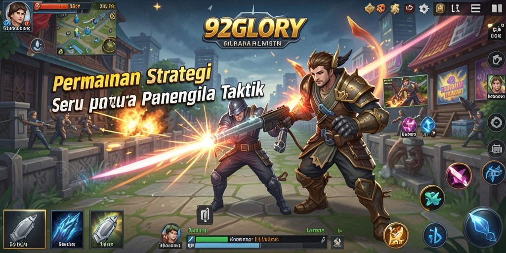 Tampilan gameplay menarik dari 92GLORY yang menunjukkan strategi pertempuran.