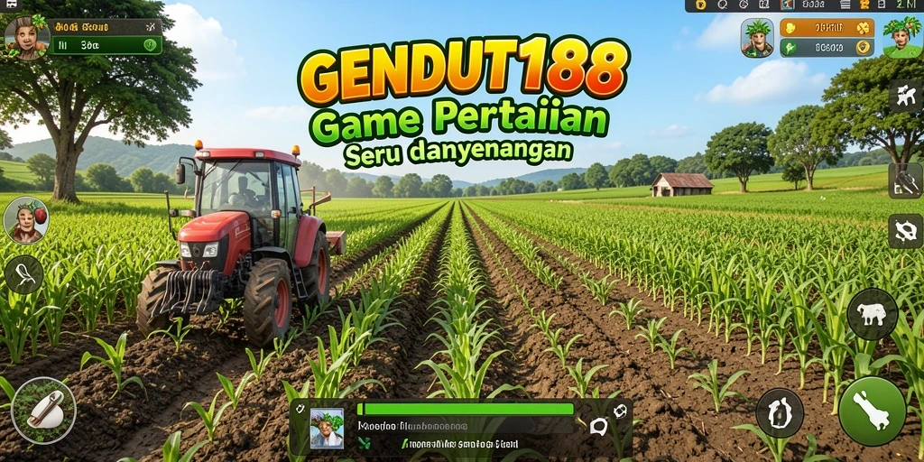 Screenshot gameplay GENDUT188 menampilkan kebun subur dan beragam tanaman.