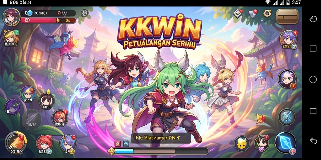 Tampilan screenshot KKWIN menampilkan aksi karakter dalam pertempuran Anime yang memukau.