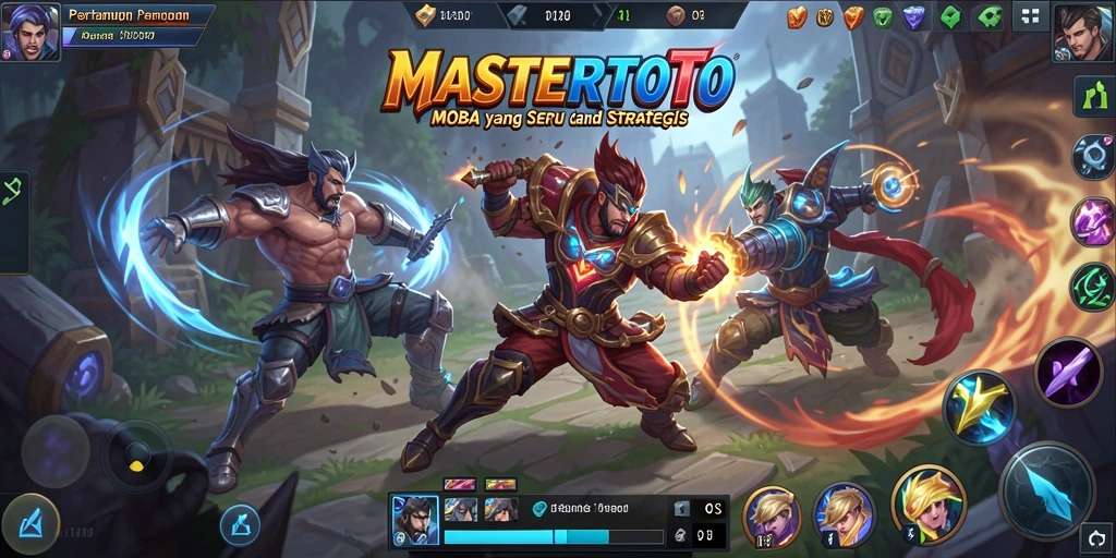 Tampilan seru gameplay MASTERTOTO di arena pertarungan MOBA.