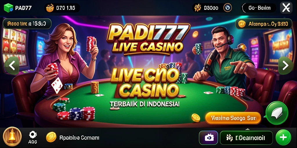 Screenshot PADI777 menampilkan dealer profesional dalam permainan Live Casino.