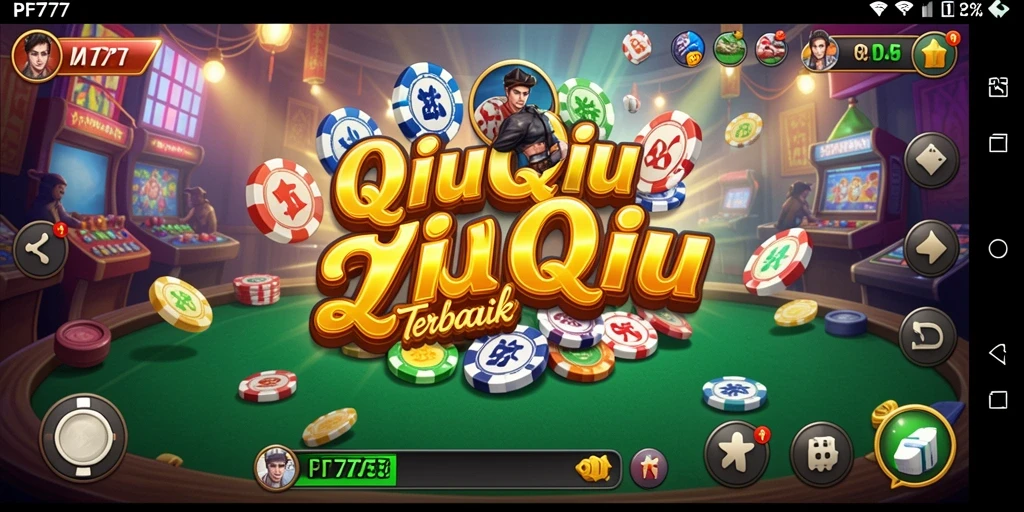 Screenshot gameplay PF777 yang menunjukkan momen seru QiuQiu.