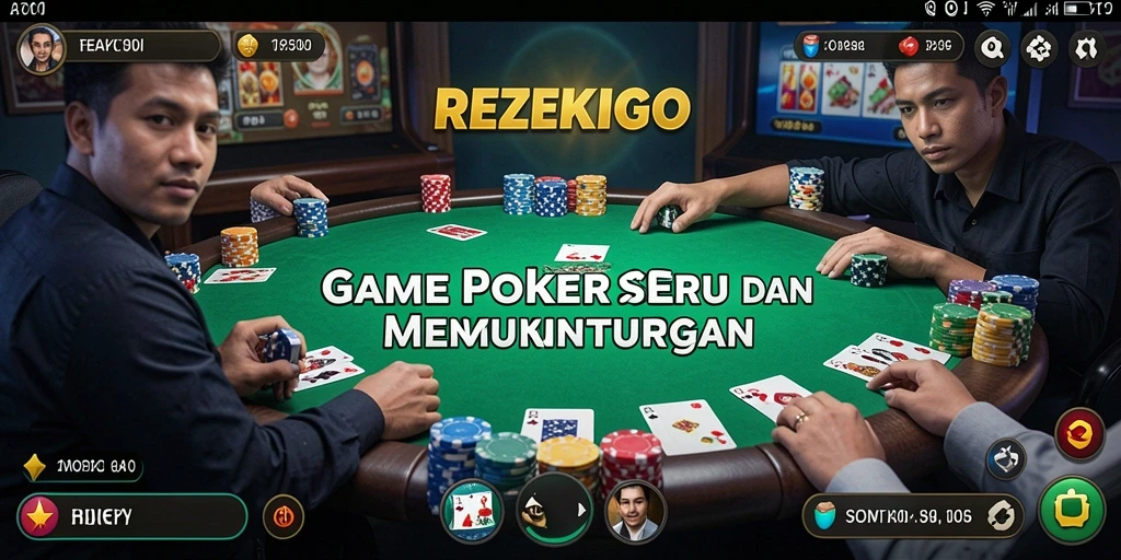 Tampilan gameplay poker yang seru dan interaktif di REZEKIGO.